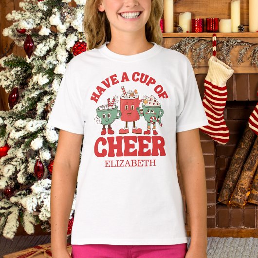 レトロなクリスマスの喜びをカップで Tシャツ