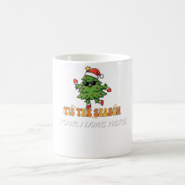 レトロなクリスマスの季節 パーソナライズド クリスマスツリー コーヒーマグカップ