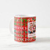 レトロなクリスマスの家族写真パターン コーヒーマグカップ (正面左)