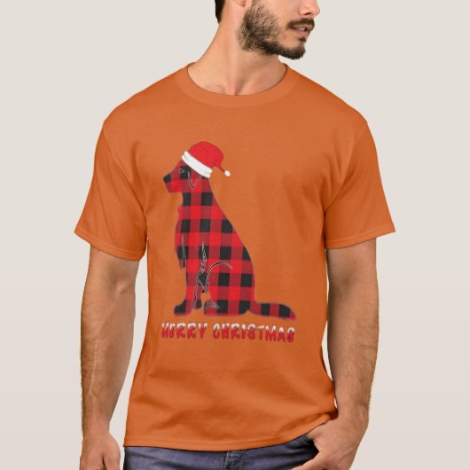 レトロなクリスマスの犬 Tシャツ (正面)