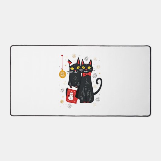 レトロなクリスマスの猫 1950年代 1960年代 クリスマス (2) デスクマット (正面)