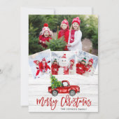 レトロなクリスマスの赤いトラックのポストカード　４枚の写真 シーズンカード (正面)