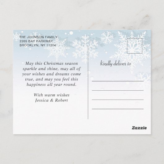 レトロなクリスマスの赤いトラックのポストカード（2枚の写真付き） ポストカード (裏面)