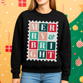 レトロなクリスマスの郵便切手デザインのTシャツ スウェットシャツ