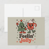 レトロなクリスマスの雰囲気 ポジティブなヴィンテージ ホリデー シーズンポストカード (正面/裏面)