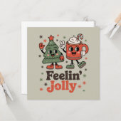 レトロなクリスマスの雰囲気 爽快な ヴィンテージ ホリデー カード (正面/裏面インサイチュ)