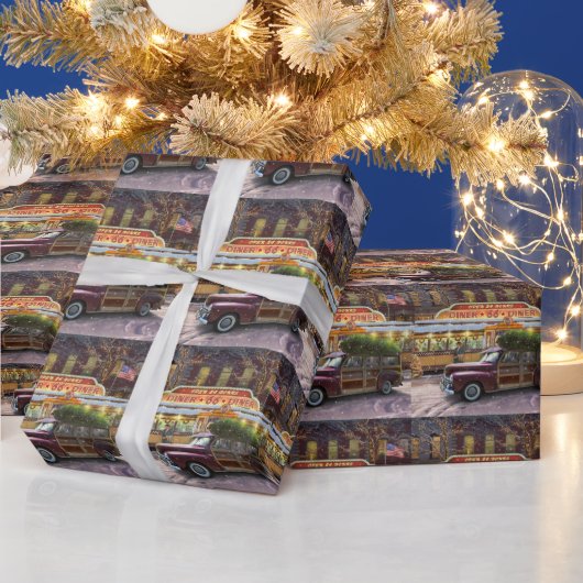 レトロなクリスマスの食堂 ラッピングペーパー (クリスマス)