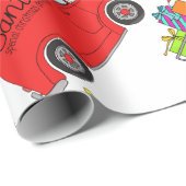 レトロなクリスマスカーを手で引いた車 ラッピングペーパー (ロールコーナー)