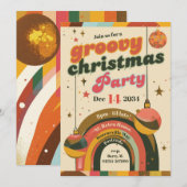 レトロなクリスマスカード(70年代風) 招待状 (正面/裏面)