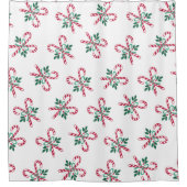 レトロなクリスマスキャンディ シャワーカーテン (正面)