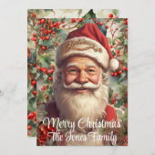 レトロなクリスマスサンタクロース シーズンカード (正面/裏面)