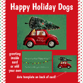 レトロなクリスマスツリーと一緒にお家に帰る犬たち シーズンカード