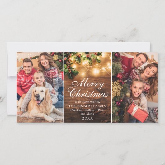 レトロなクリスマスツリーのクラシックなグリーティング シーズンカード (正面)