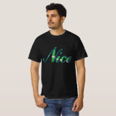 レトロなクリスマステキスト、緑の文字でNice Tシャツ (正面フル)