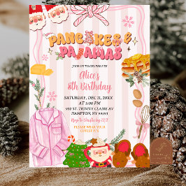 レトロなクリスマスパンのパジャマパーティー 誕生日 招待状