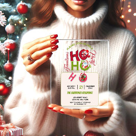 レトロなクリスマスパーティーのディナーにぴったりな面白いHO HO HOデザイン アクリル招待状