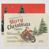 レトロなクリスマスパーティーカード 招待状 (正面/裏面)