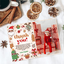 レトロなクリスマスホリデーバースデーパーティーの写真 サンキューカード