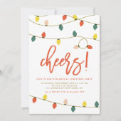 レトロなクリスマスライトのクリスマスパーティー 招待状 (正面)