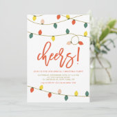 レトロなクリスマスライトのクリスマスパーティー 招待状 (スタンド正面)