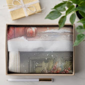 レトロなクリスマスリースのデコパージュ 薄葉紙 (ギフト)