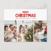 レトロなクリスマスレッド シーズンポストカード (正面)