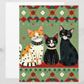 レトロなクリスマス猫のクラフト紙 (正面/裏面)