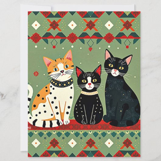レトロなクリスマス猫のクラフト紙 (正面)
