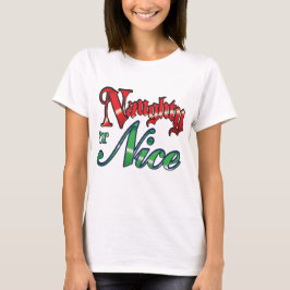 レトロなクリスマス、いたずらっ子かいい子か 赤緑の文字 Tシャツ