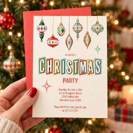 レトロなクリスマス オーナメント クリスマス パーティー 招待状
