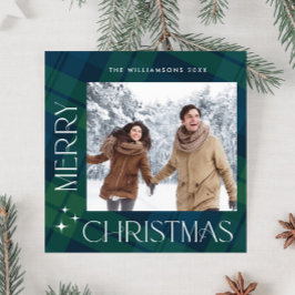 レトロなクリスマス タルタン プリント 2 枚組 グリーティングカード シーズンカード