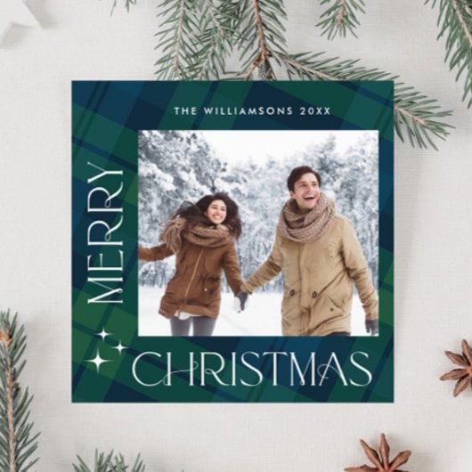 レトロなクリスマス タルタン プリント 2 枚組 グリーティングカード シーズンカード