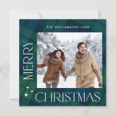 レトロなクリスマス タルタン プリント 2 枚組 グリーティングカード シーズンカード (正面)