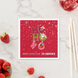 レトロなクリスマス ホリデーのおもしろグッズ HO HO HO スタンダードカクテルナプキン