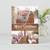 レトロなクリスマス メリークリスマス クラシック 4枚の写真を使ったグリーティングカード シーズンカード (スタンド正面)