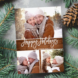 レトロなクリスマス　ルースチック　３枚の写真を使ったグリーティングカード ポストカード