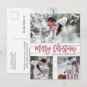 レトロなクリスマス　ルースチック　3枚の写真を使ったグリーティングカード ポストカード (正面/裏面)