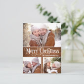 レトロなクリスマス　ルースチック　3枚の写真を使ったグリーティングカード ポストカード (スタンド正面)