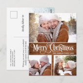 レトロなクリスマス　ルースチック　3枚の写真を使ったグリーティングカード ポストカード (正面/裏面)