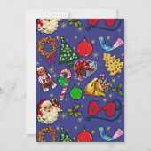 レトロなクリスマス ヴィンテージ カラフル 青 赤 緑 招待状 (裏面)