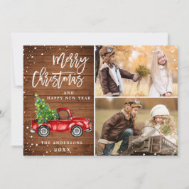 レトロなクリスマス 赤いトラックのポストカード2枚セット シーズンカード