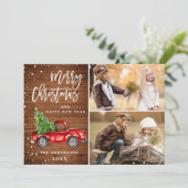 レトロなクリスマス 赤いトラックのポストカード2枚セット シーズンカード (スタンド正面)