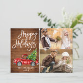 レトロなクリスマス 赤いトラックのポストカード2枚セット シーズンカード (スタンド正面)