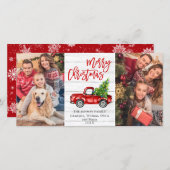 レトロなクリスマス 赤いトラックのポストカード2枚セット シーズンカード (正面/裏面)