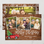 レトロなクリスマス 赤いトラックのポストカード ルーラル クリスマスグリーティング シーズンカード (正面/裏面)