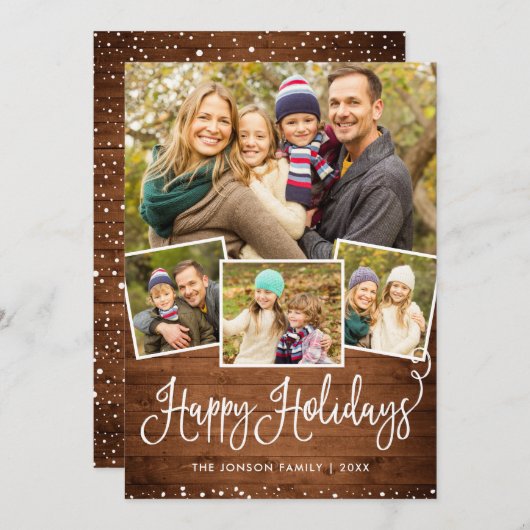 レトロなクリスマス 赤いトラックのポストカード 4枚の写真 シーズンカード (正面/裏面)