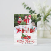 レトロなクリスマス 赤いトラックのポストカード 4枚の写真 ポストカード (スタンド正面)