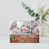 レトロなクリスマス 赤いトラックのポストカード 5枚の写真付き ポストカード (スタンド正面)