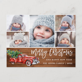 レトロなクリスマス 赤いトラックのポストカード 5枚の写真付き ポストカード