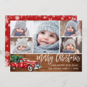 レトロなクリスマス 赤いトラックのポストカード 5枚組 シーズンカード (正面/裏面)